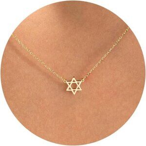 ⚡Gold Star of David Necklace for Women Men Minimalist Jewish Symbol Jewelry Gift